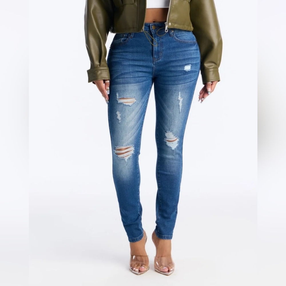 Old Navy High Rise Blue Distressed Jeans